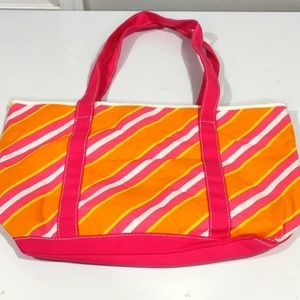 Bath & body works tote bag, pink, orange and white.
